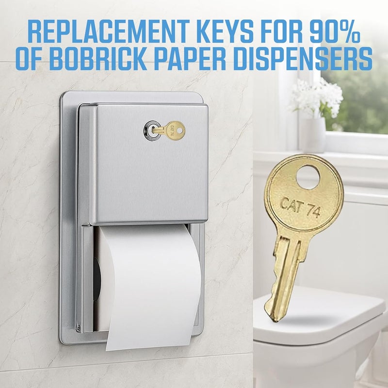 LVAP CAT74 x 10pcs + Retractable Key Chain - Heavy Duty - Paper Towel and Toilet Paper Dispenser Key Set, Compatible with Bobrick 33043 CAT74 - Image 3